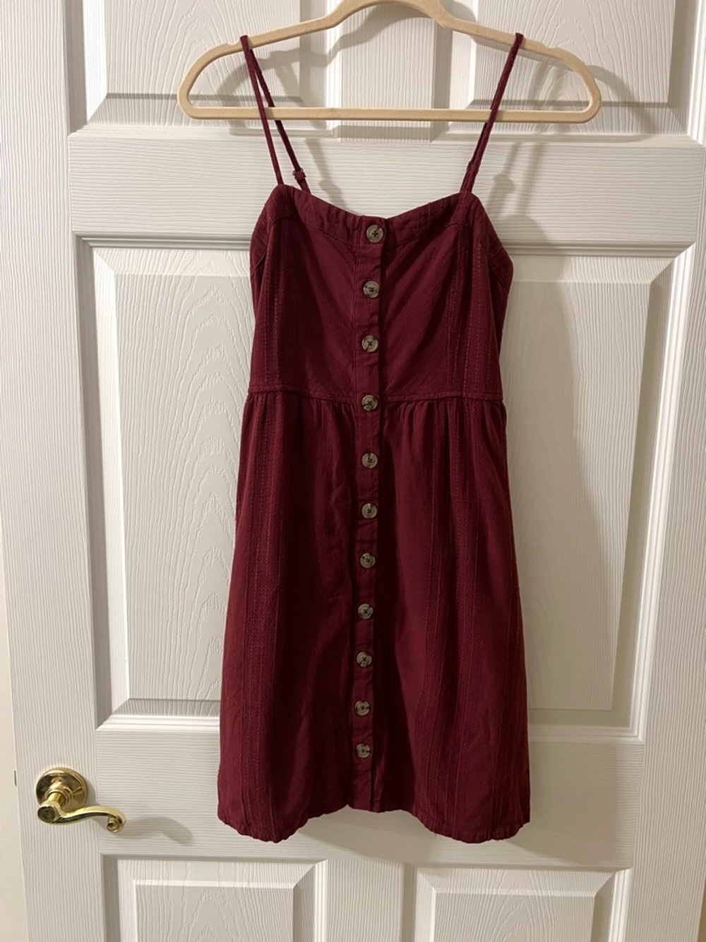 Maroon Burgundy Button-Front Mini Dress